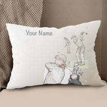 Load image into Gallery viewer, Vintage Hand Drawn Golfer Customized Pillow Personalized Golfing Gifts LDT1116