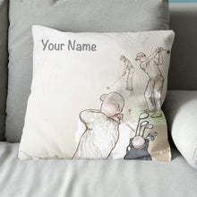 Load image into Gallery viewer, Vintage Hand Drawn Golfer Customized Pillow Personalized Golfing Gifts LDT1116