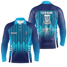 Load image into Gallery viewer, Personalized Sport Style Blue Gradient Mens Disc Golf Polo Shirt Cool Golf Tops For Men Golf Gifts LDT0911