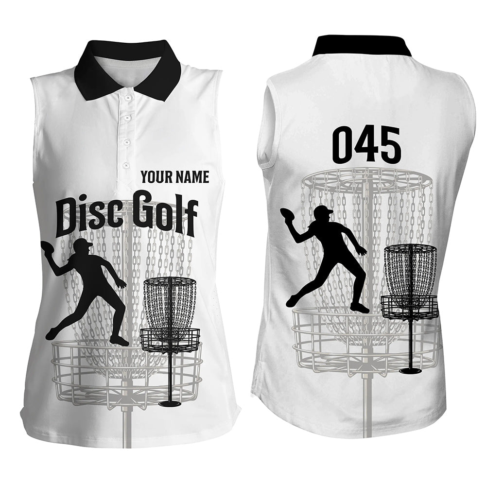 Black And White Womens Sleeveless Disc Golf Shirts, Custom Disc Golf Shirts For Women Disc Golf Gifts LDT0085