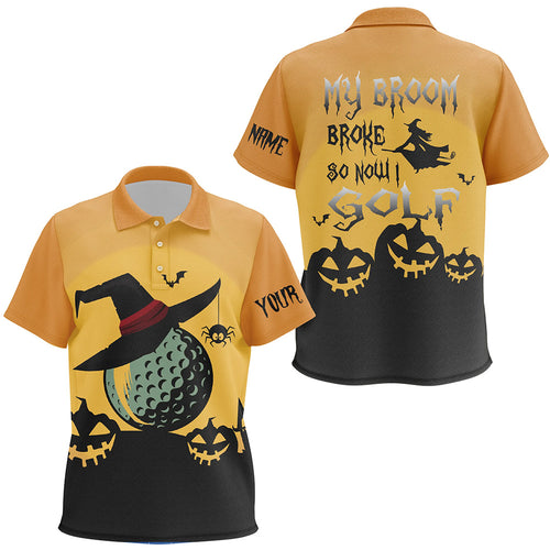 My Broom Broke So Now I Golf Orange Halloween Kids Polo Shirt Witch Scary Golf Gifts For Kid LDT0346