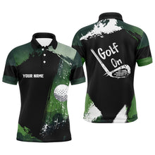 Load image into Gallery viewer, Watercolor Mens Golf Polo Shirts, Dark Green Personalized Golf Shirts For Men, Vintage Golf Gifts LDT0132