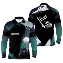 Load image into Gallery viewer, Watercolor Mens Golf Polo Shirts Dark Green Custom Golf Tops For Men, Vintage Golf Gifts LDT0141