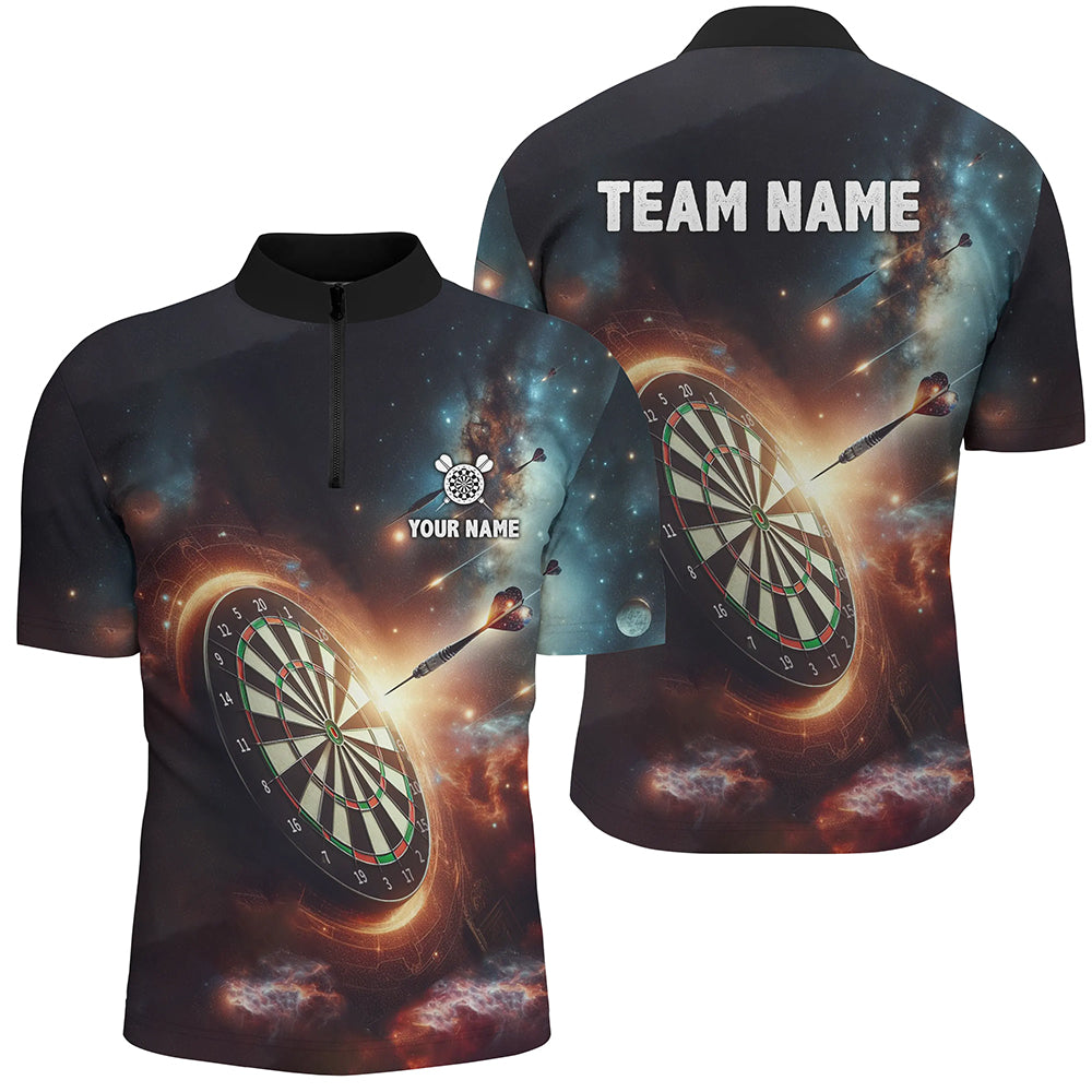 Darts In Galaxy 3D Printed Darts Quarter-Zip Shirt Custom Darts Shirt For Men Dart Jerseys LDT1357