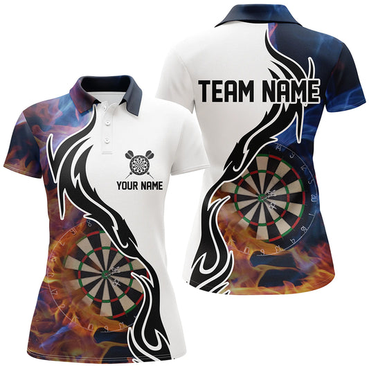 Fire Flame Dartboard Womens Dart Polo Shirts Custom Darts Shirt For Women Dart Jerseys LDT1363