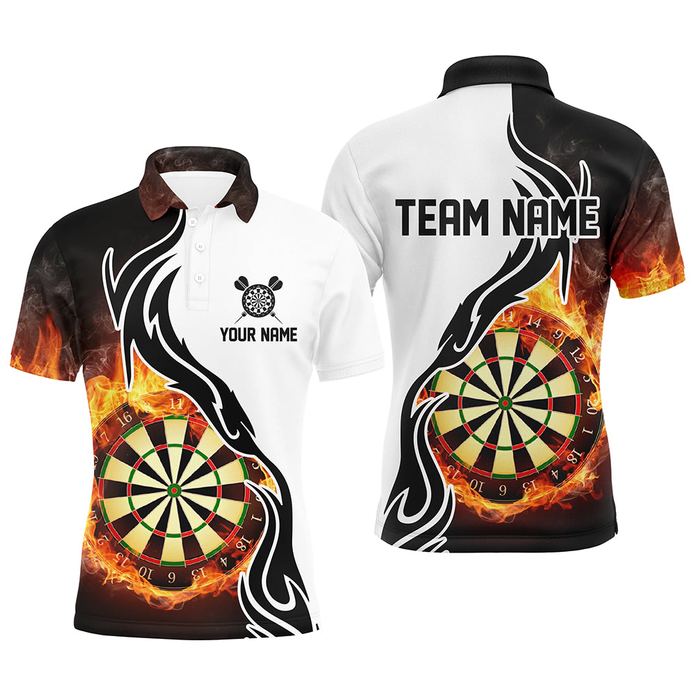 Fire Flame Dartboard Mens Dart Polo Shirts Custom Darts Shirt For Men Dart Jerseys LDT1364