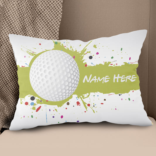 Green Splash Golf Ball Custom Throw Pillow Personalized Golfing Gifts LDT1201