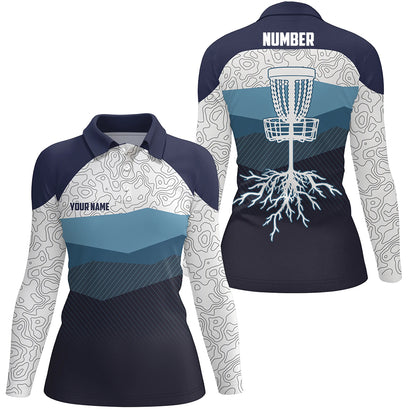 Navy Blue Mountains Disc Golf Polo Shirt Custom Disc Golf Shirts For Women Cool Golf Gifts LDT0470