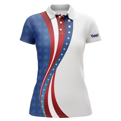 3D American Flag Womens Golf Polo Shirts Custom Patriotic Golf Shirts For Women Golfing Gifts LDT1412
