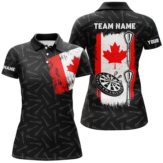 Canada Flag Darts Polo Shirt Custom Patriotic Darts Shirt For Women Dart Team Jersey LDT0801