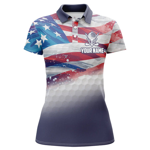 Watercolor Us Flag Womens Golf Polo Shirts Custom Patriotic Golf Shirts For Women Golf Gifts LDT1430