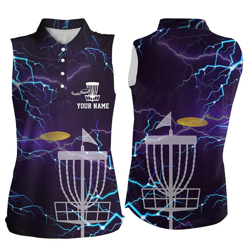 Lightning Womens Sleeveless Golf Shirts, Custom Golf Shirts Disc Golf Shirts For Women, Golf Gifts LDT0050