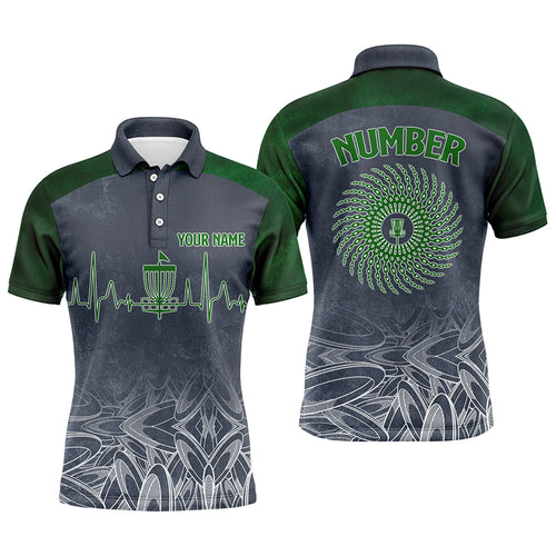 Heartbeat Mens Golf Polo Shirts, Custom Golf Shirts Disc Golf Shirts For Mens, Disc Golf Gifts LDT0052