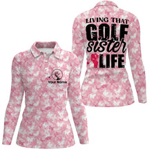 Load image into Gallery viewer, Womens Pink Butterfly Custom Name Golf Polo Shirt Cute Golf Tops For Ladies, Golfer Gifts LDT0247