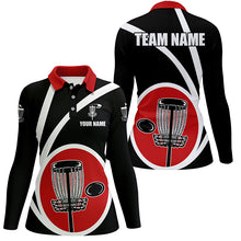 Load image into Gallery viewer, Customized Black Red Womens Disc Golf Polo Shirts Cool Disc Golf Shirt For Team Golf Gifts LDT1244