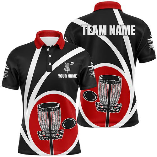 Customized Black Red Mens Disc Golf Polo Shirts Cool Disc Golf Shirt For Male Team Disc Golf Gifts LDT1244