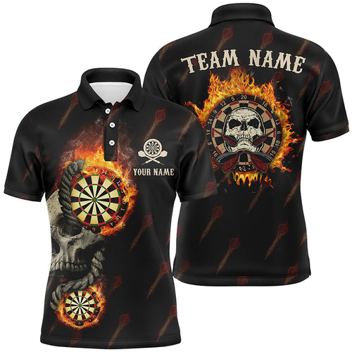 Personalized Darts Flame Skull Mens Polo Shirts Custom Fire Crazy Darts Jersey For Men LDT0624
