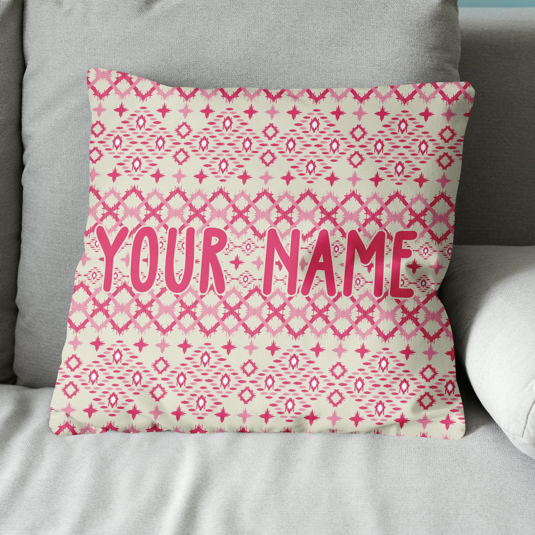 Geometric Pink Paisley Custom Throw Pillow Personalized Golfing Gifts LDT1130