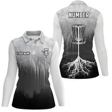 Load image into Gallery viewer, Black&amp;White Womens Disc Golf Polo Shirts Custom Disc Golf Basket Personalized Disc Golf Gifts LDT1323