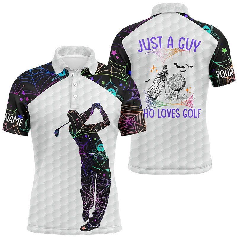 Mens Halloween Golf Shirts, Multicolor Spider Web Golf Shirts For Men, Best Halloween Golf Gifts LDT0110
