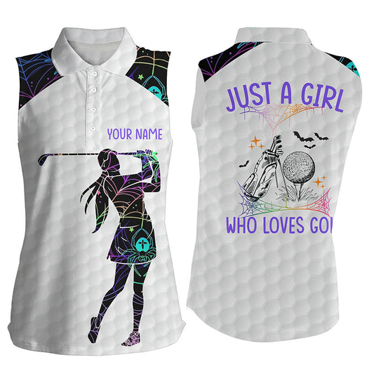 Womens Halloween Sleeveless Golf Shirts, Multicolor Spider Web Golf Shirts For Women, Golf Gifts LDT0110