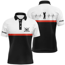 Load image into Gallery viewer, Golf Heart Beat Black Orange Mens Polo Shirts Custom Name Golf Shirts For Men Golfing Gifts LDT0384