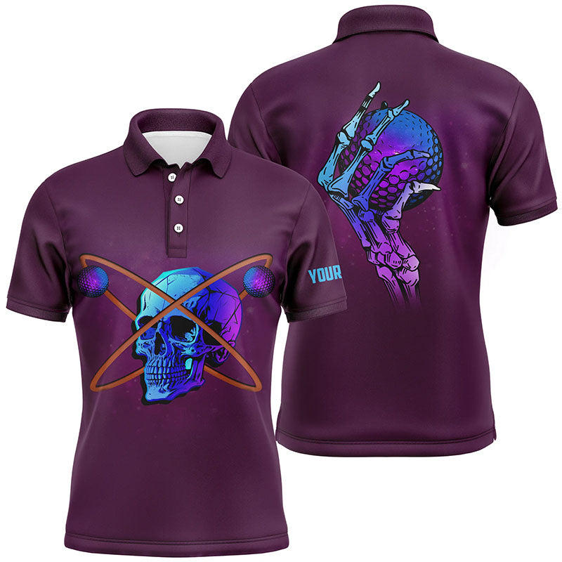 Artistic Skull Golf Mens Polo Shirt, Custom Rainbow Skull Golf Shirts For Men, Halloween Golf Gifts LDT0134