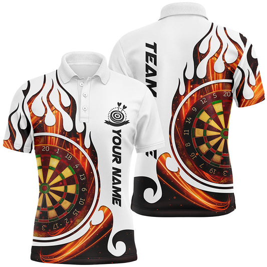 Fire Flame Dartboard Mens Darts Polo Shirt Custom Dart Shirts For Men Dart Jerseys LDT1348