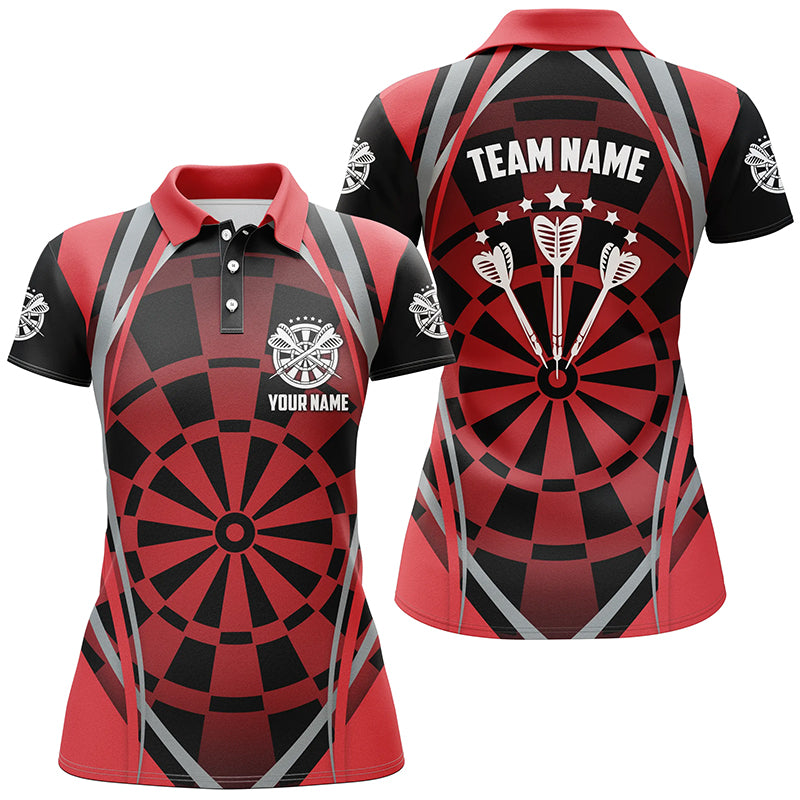 Personalized Dart Board Red Black Polo Shirts Cool Darts Shirt For Women Darts Jersey LDT0419