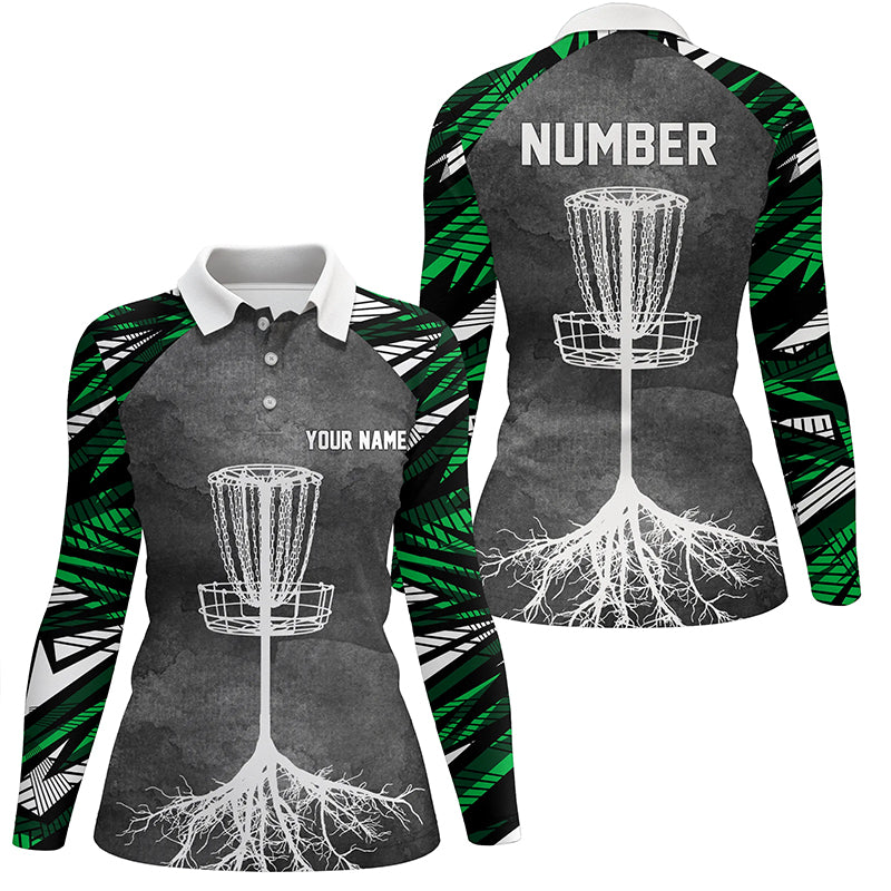 Womens Disc Golf Polo Shirt Grey Green Camo Custom Disc Golf Shirts For Women Golf Gifts LDT0726