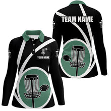 Load image into Gallery viewer, Customized Black Green Womens Disc Golf Polo Shirts Cool Disc Golf Shirt For Team Golf Gifts LDT0744