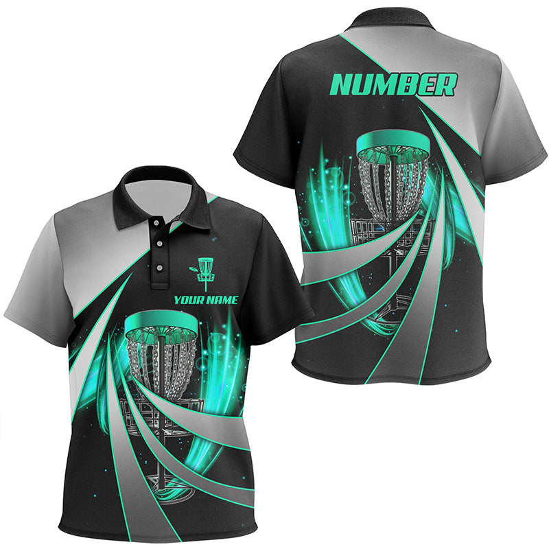 Green Black Personalized Kids Disc Golf Polo Shirt Custom Disc Golf Basket Shirts For Kid Golf Gifts LDT1401