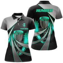 Load image into Gallery viewer, Green Black Personalized Disc Golf Polos Custom Disc Golf Basket Shirts For Women Golf Gifts LDT1401