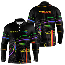 Load image into Gallery viewer, Rainbow Mens Disc Golf Polo Shirt Custom Number Disc Golf Basket Personalized Disc Golf Shirt For Men LDT1014