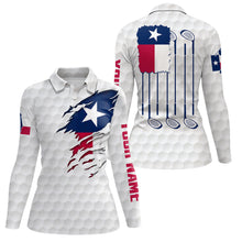 Load image into Gallery viewer, Retro Texas Flag White Golf Pattern Polo Shirt Patriotic Golf Shirts For Women Golf Gifts LDT0495
