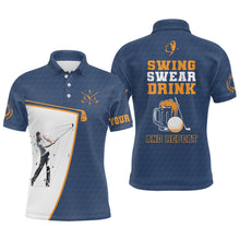 Load image into Gallery viewer, Swing Swear Drink And Repeat Navy Blue Mens Golf Polo Shirts Custom Beer Golf Shirts For Men LDT0530