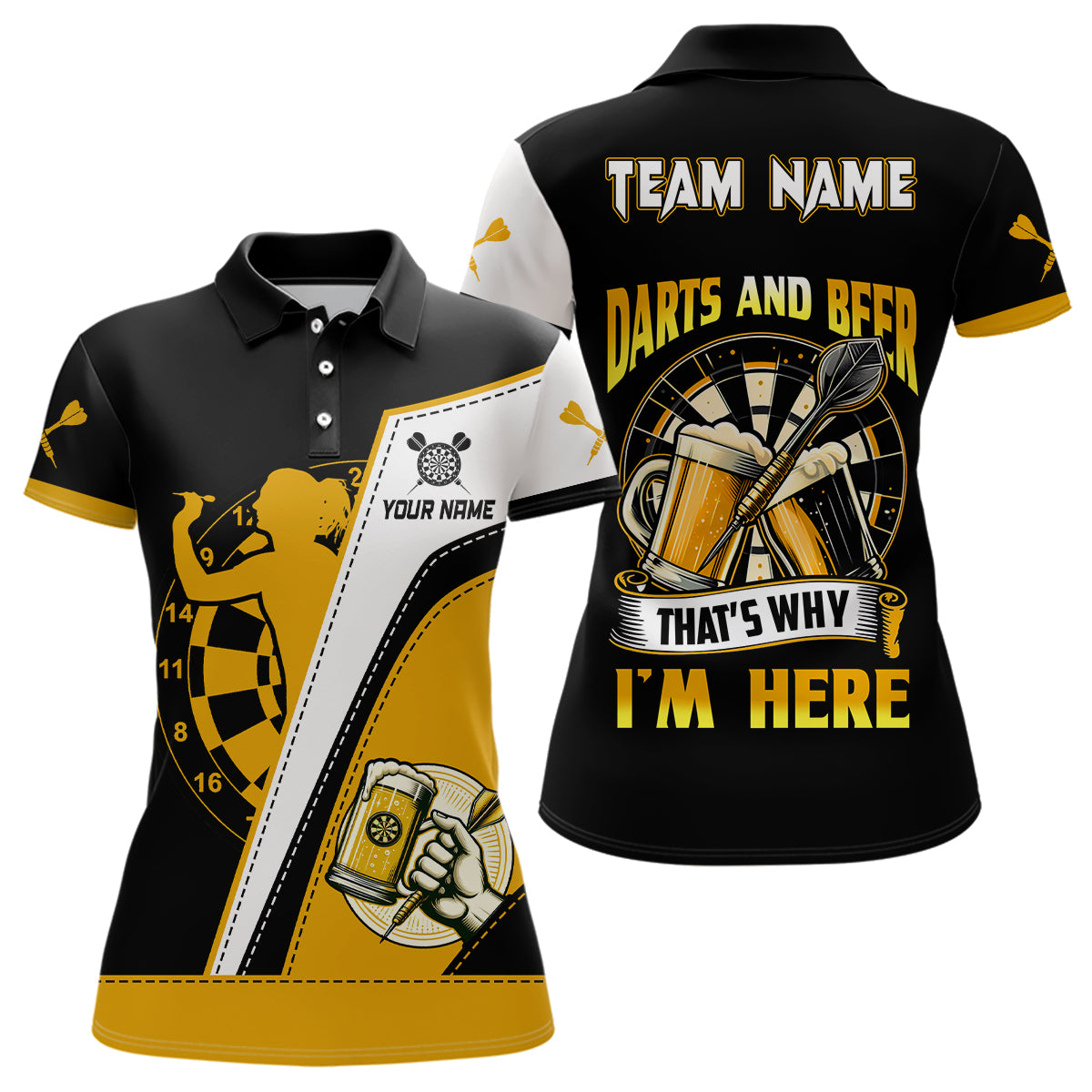 Darts And Beer That's Why Im Here Darts Polo Shirt Custom Beer Dart Jerseys For Women LDT1457