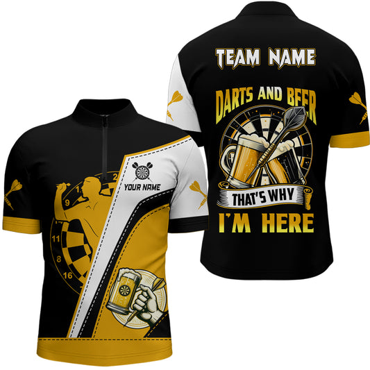 Darts And Beer That's Why Im Here Darts Quarter-Zip Shirt Custom Beer Dart Jerseys For Men LDT1457
