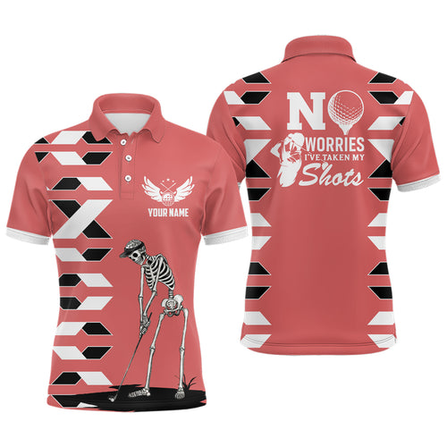 Mens Skull Golf Polo Shirts Personalized Pink Golf Shirts For Men, Halloween Golf Gifts LDT0241
