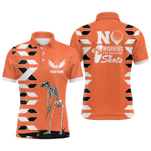 Load image into Gallery viewer, Mens Skull Golf Polo Shirts Personalized Orange Golf Shirts For Men, Halloween Golf Gifts LDT0242
