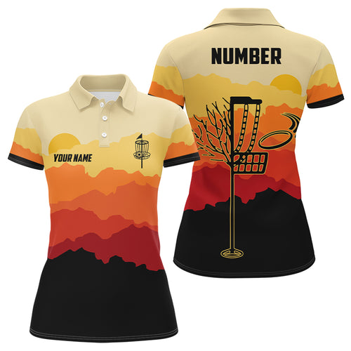 Sunset Pattern Womens Golf Polo Shirts, Custom Golf Shirt Disc Golf Shirts For Women, Golf Gifts LDT0054