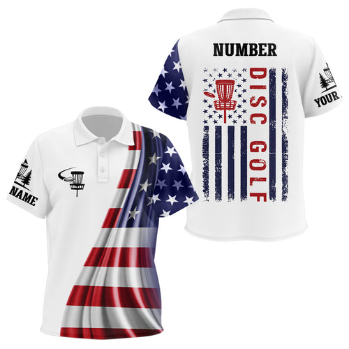 American Flag Kids Disc Golf Polo Shirts Customized Patriotic Disc Golf Tops For Kid Golf Gifts LDT1073
