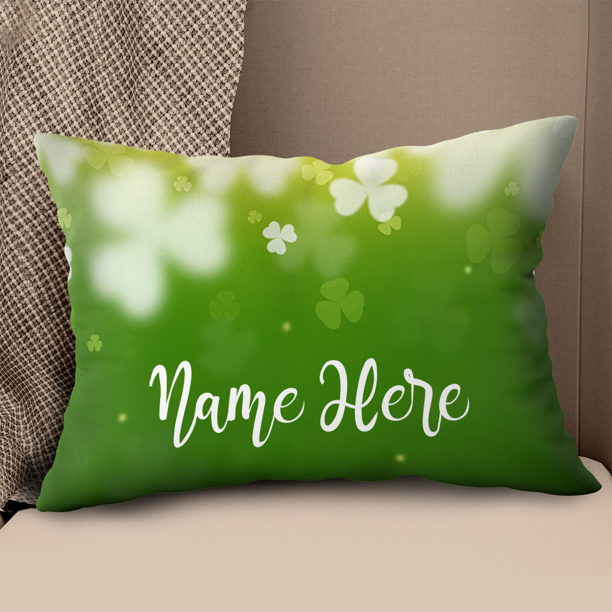 Green Clover St Patrick Day Custom Throw Pillow Personalized Golf Gifts Decor LDT1255
