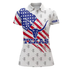 Load image into Gallery viewer, Texas Flag Longhorn Disc Golf Polo Shirts Custom Patriotic Golf Shirts For Women Golf Gifts LDT0267