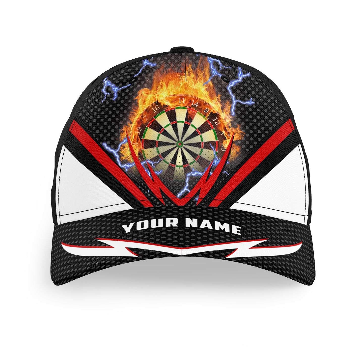Thunder Lightning Red Personalized Darts Cap Custom Flame Darts Hat For Team Darts Gifts LDT1277