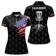 Load image into Gallery viewer, Disc Golf Pattern American Flag Basket Tree Custom Patriotic Disc Golf Shirts For Women LDT0285