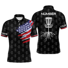 Load image into Gallery viewer, Mens Disc Golf Pattern American Flag Basket Tree Custom Patriotic Disc Golf Shirts For Men LDT0285