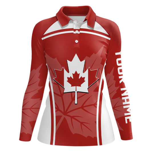 Canada Flag Golf Polo Shirts 3D Print Red White Golf Shirts For Women Patriotic Golf Tops LDT0907
