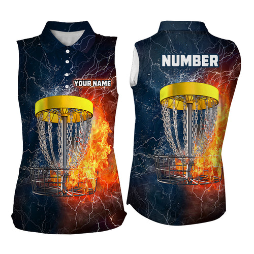 Fire And Water Womens Sleeveless Disc Golf Shirts Lightning Disc Golf Shirts For Women Disc Golf Gift LDT0082