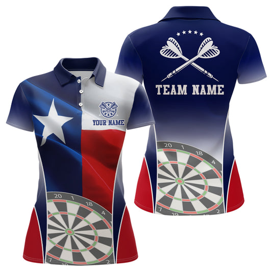 Womens 3D Texas Flag Patriotic Darts Polo Shirts Personalized Dart Jersey For Women LDT0321